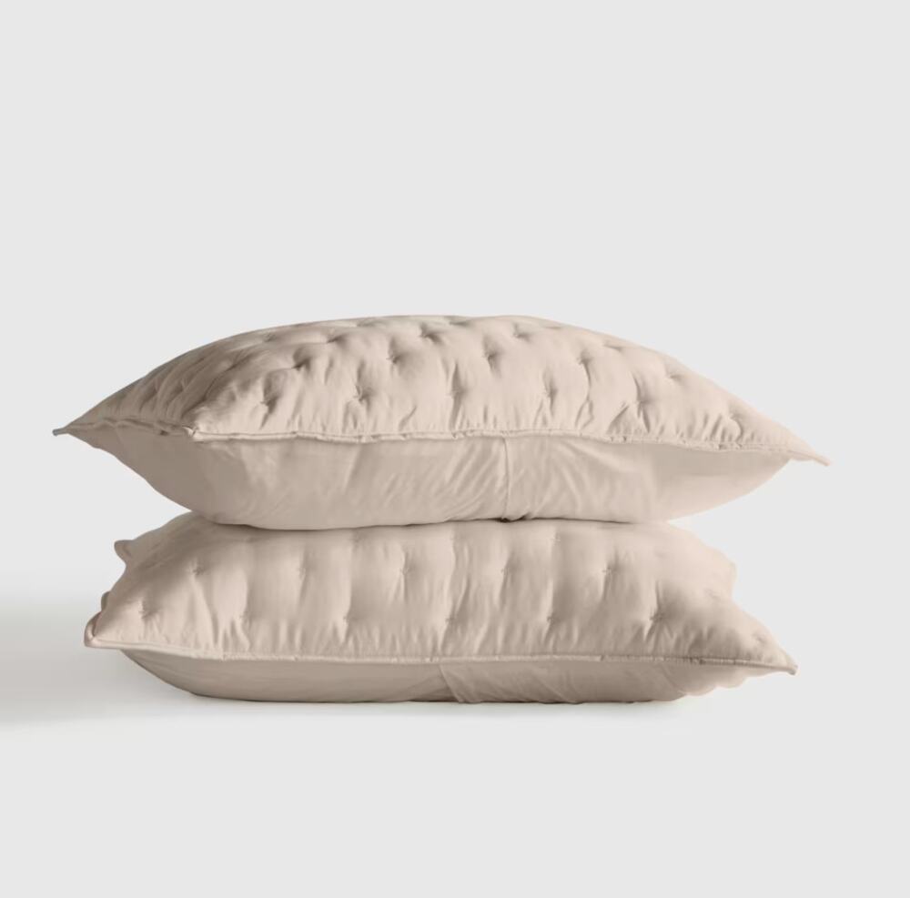 QUINCE Bamboo Dream Quilted Sham Set KING in Sand